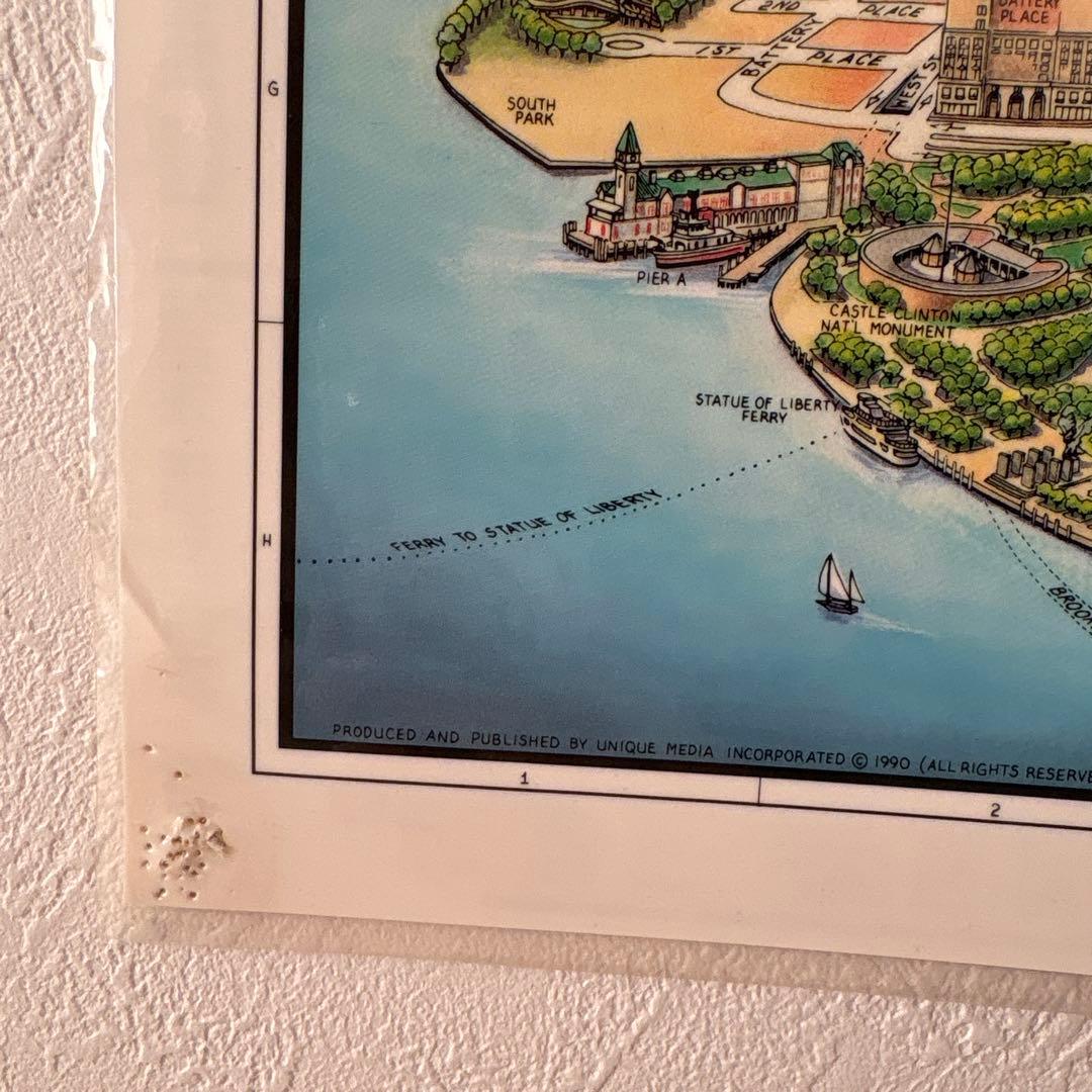 1993 MANHATTAN New York City map ラミネート
