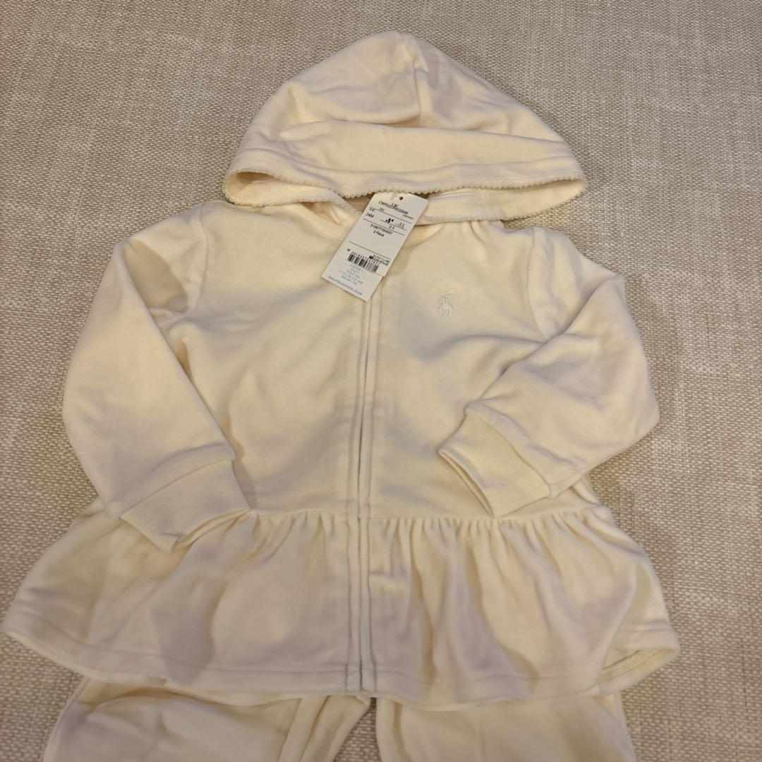 【新品】ラルフローレン　90㎝　24M ベロア　セットアップ　白　女の子