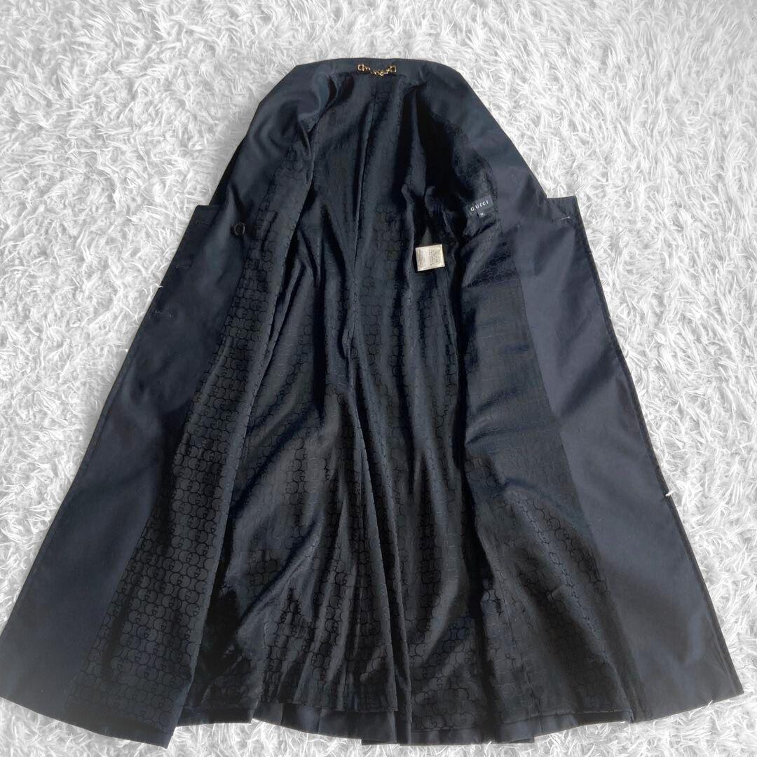 melon様 GUCCI ベルテッド トレンチ コート M 黒 ダブルG 金