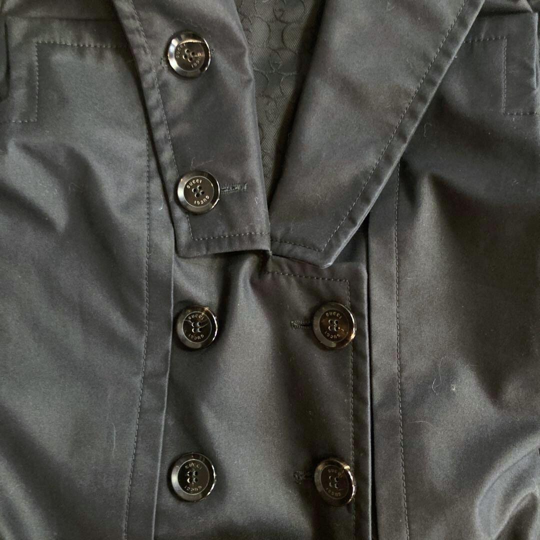 melon様 GUCCI ベルテッド トレンチ コート M 黒 ダブルG 金