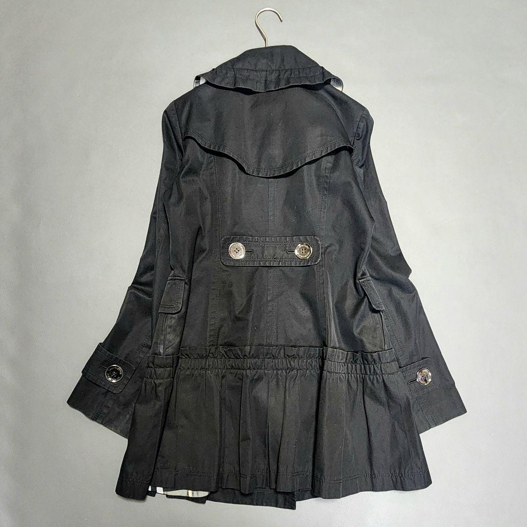 バーバリーブルーレーベル フリル ショートトレンチコート ノバチェック 黒