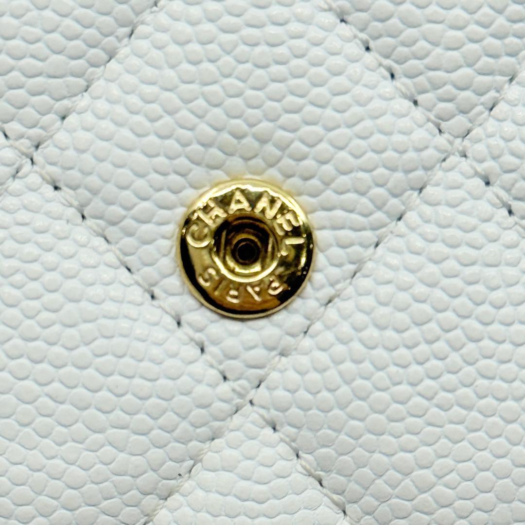 美品 CHANEL シャネル マトラッセ 三つ折り財布 キャビアスキン