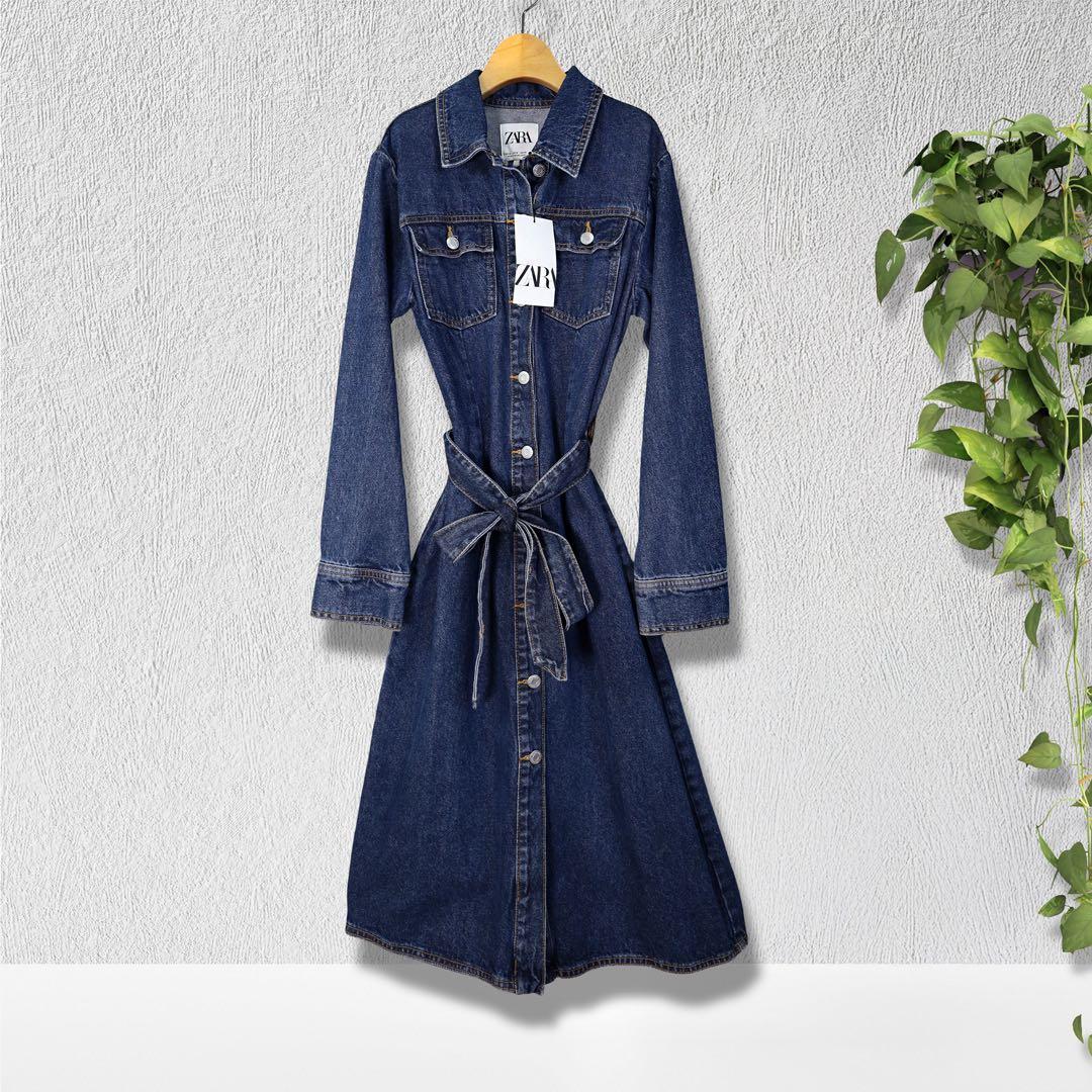 【新品タグ付】ZARA ザラ 美ライン デニムワンピース M 春コーデ