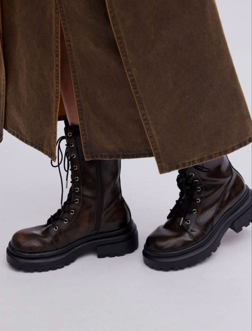 Ameri LACE UP TANK SOLE BOOTS ブラウン　Lサイズ