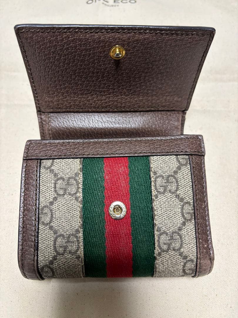 GUCCI コンパクトウォレット オフィディア GGシェリー 三つ折り財布