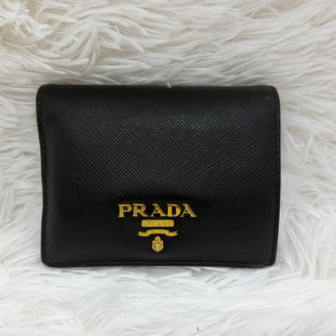 RFID搭載/美品✨️プラダ 二つ折り財布 サフィアーノ ピンク バイカラー
