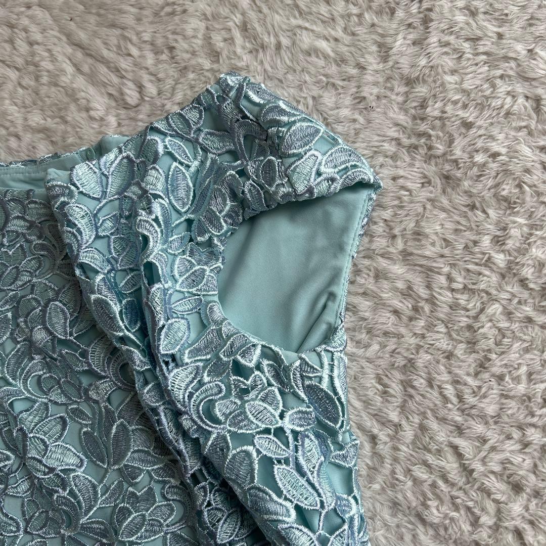 美品LAUREN RALPH LAUREN 総レースワンピース　ブルードレス