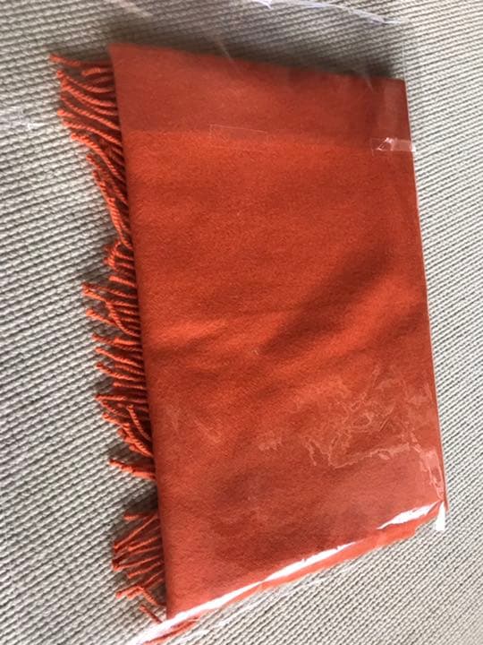 (お値下げしました)エルメス　カシミアマフラー　オレンジ(クリーニング済)