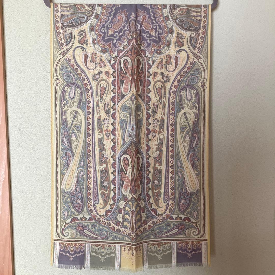 【ETRO 】イエロー系　ペイズリー柄ストール　スカーフ