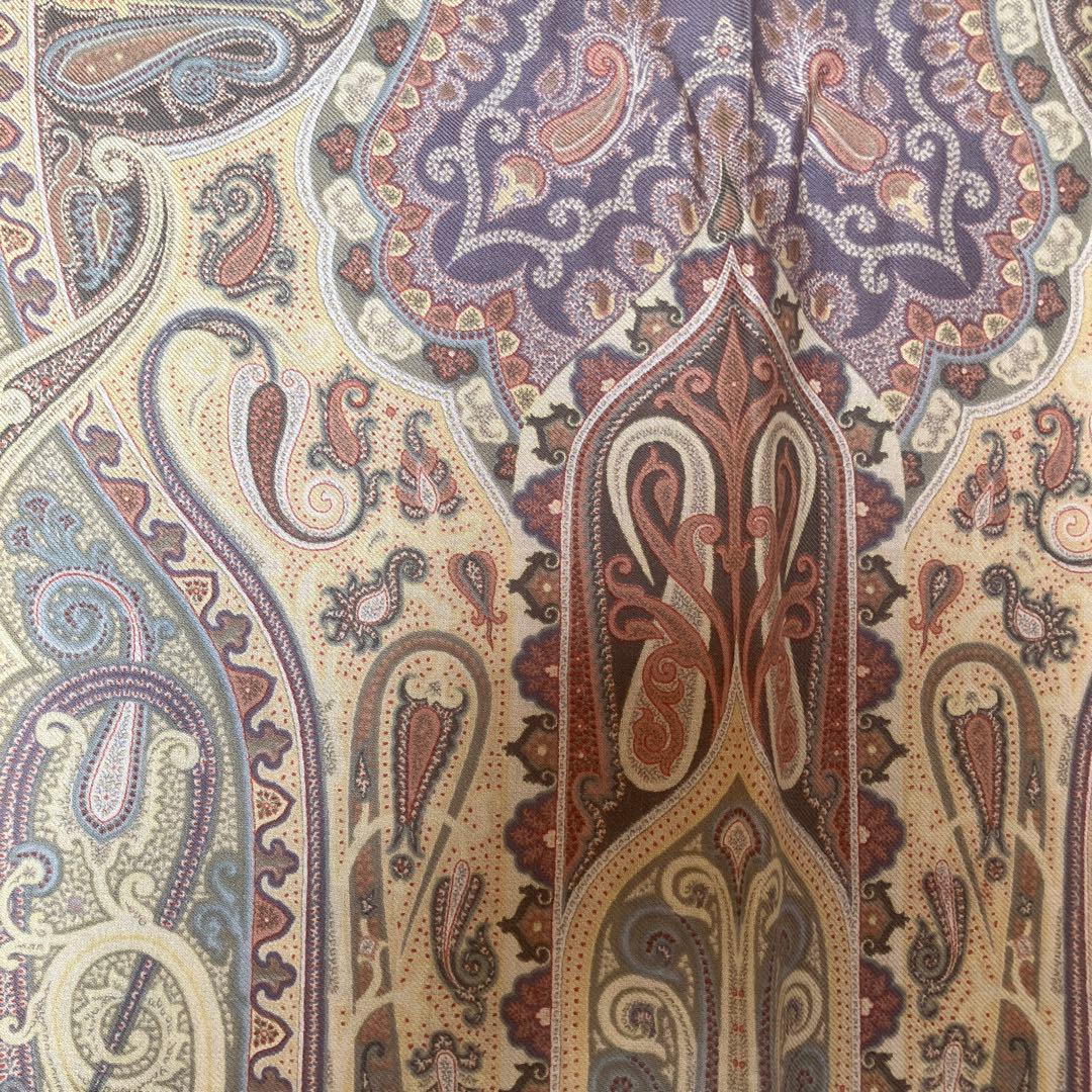 【ETRO 】イエロー系　ペイズリー柄ストール　スカーフ
