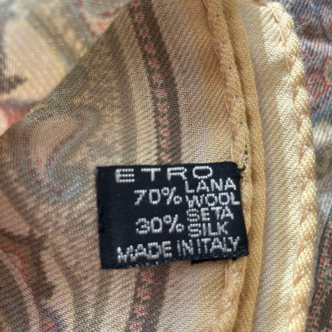 【ETRO 】イエロー系　ペイズリー柄ストール　スカーフ