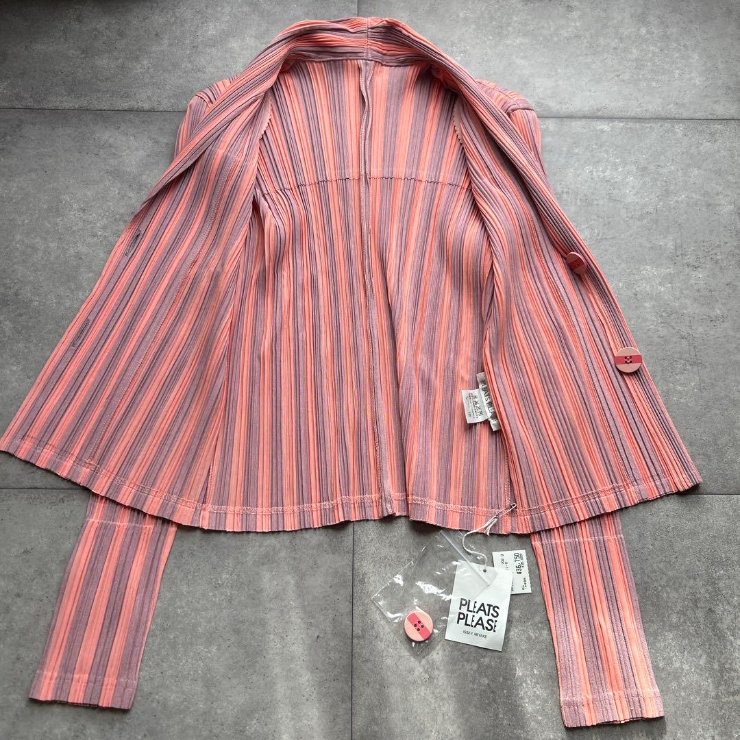 未使用　PLEATS PLEASE プリーツストライプジャケット　ピンク