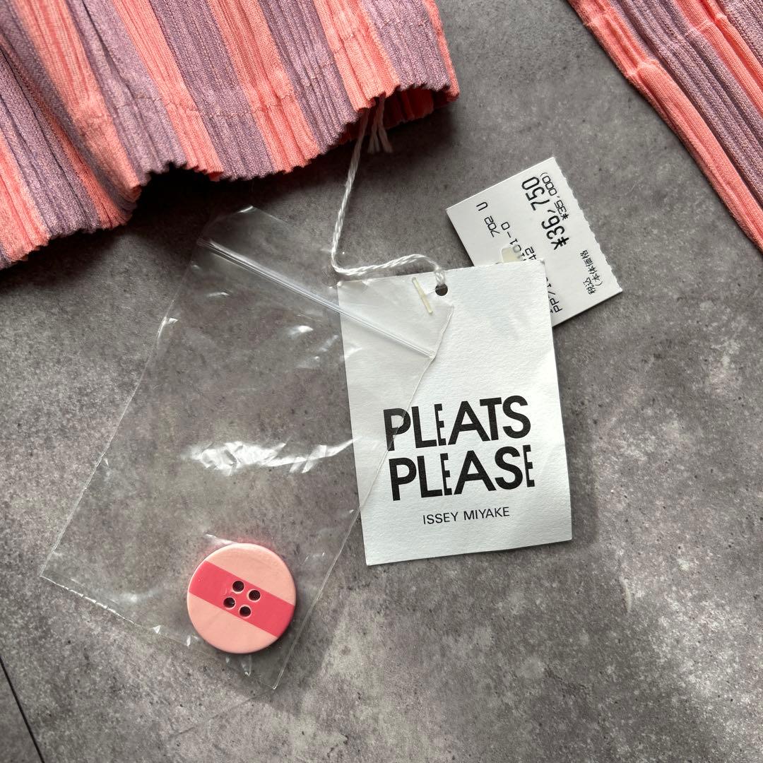 未使用　PLEATS PLEASE プリーツストライプジャケット　ピンク