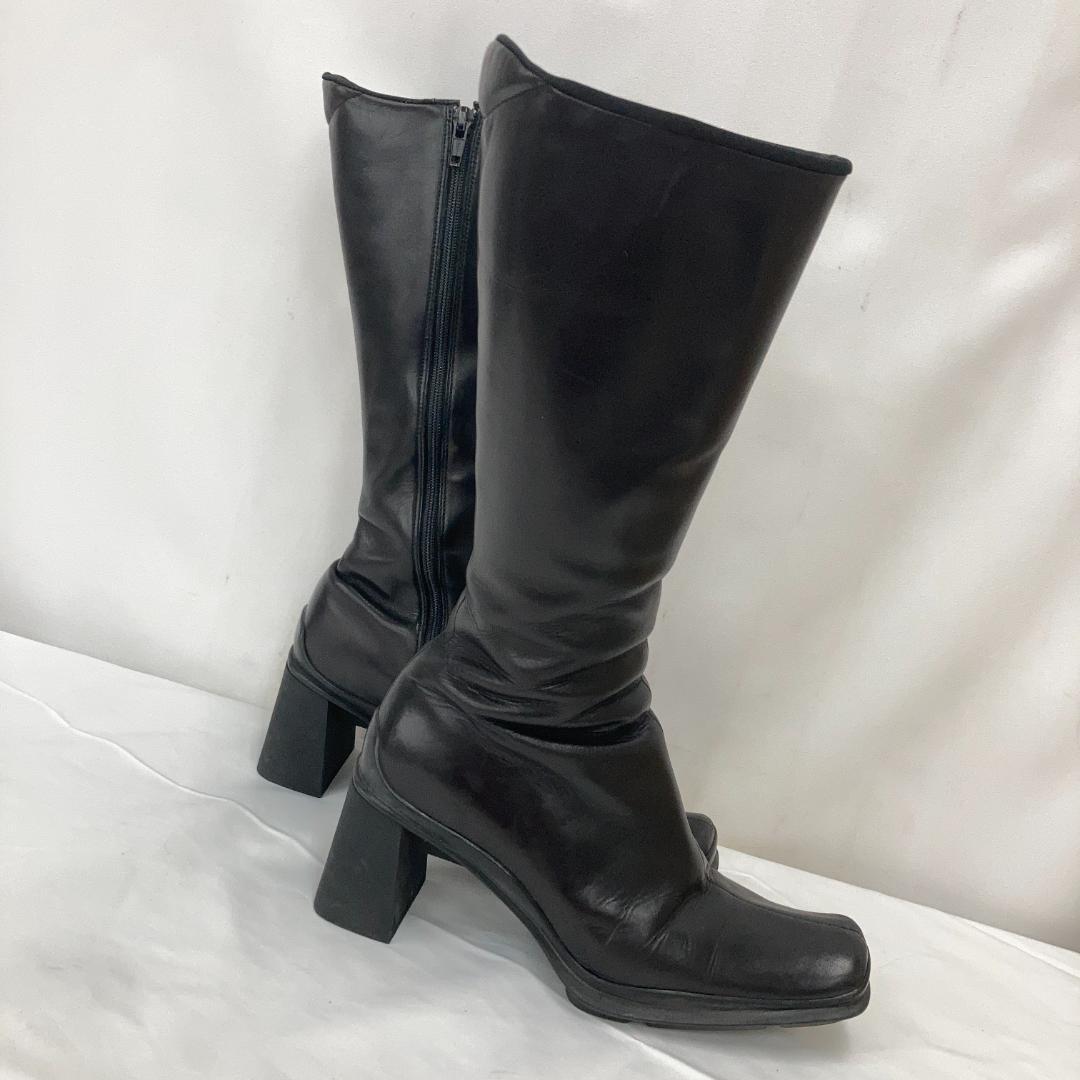 【希少/訳あり】PRADA プラダ ロングブーツ 黒 スクエアトゥ 25cm相当