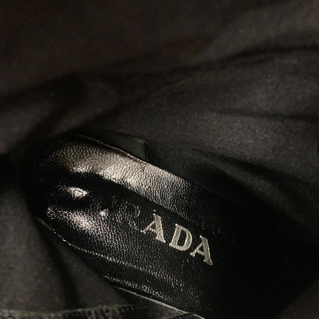 【希少/訳あり】PRADA プラダ ロングブーツ 黒 スクエアトゥ 25cm相当