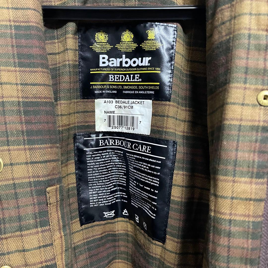 96年製　Barbour バブアー Bedale ビデイル フード付き36