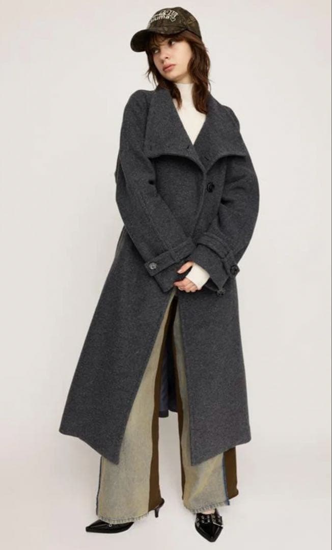 SLY WIDE STAND NECK LONG コート(GLAY)