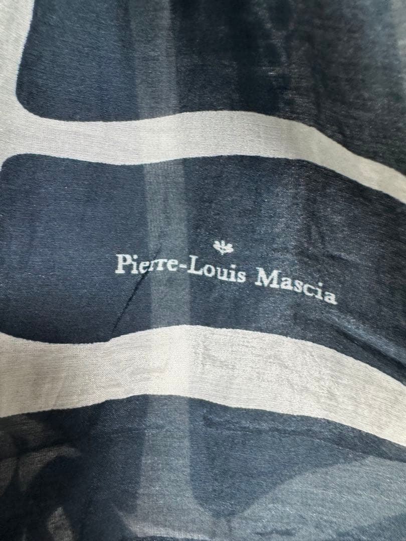 Pierre-Louis Mascia ストール ネイビーホワイトコットンシルク