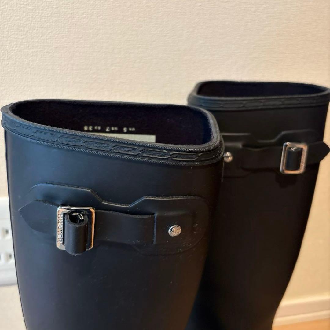 （美品）　HUNTER 長靴 ブラック バックル付き UK 5 / EU 38