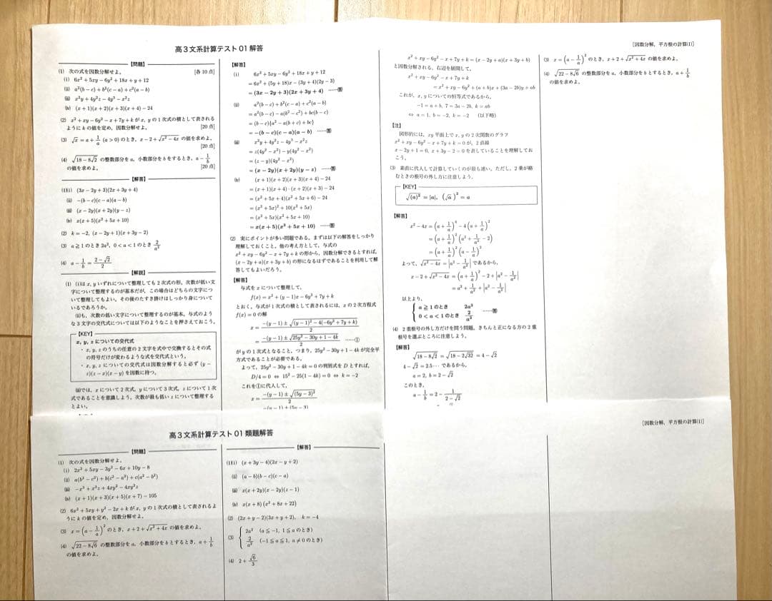 鉄緑会　入試数学演習（文系　高3）　20回 演習プリント・解答付 2022年版
