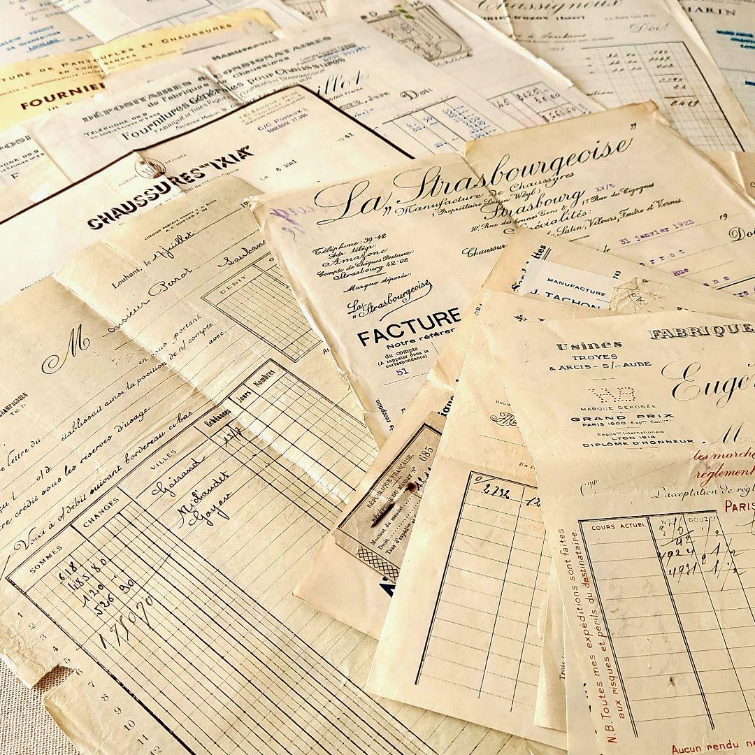 ヴィンテージ紙もの＊蚤の市＊1900年代初頭～フランスの領収書など書類100枚③