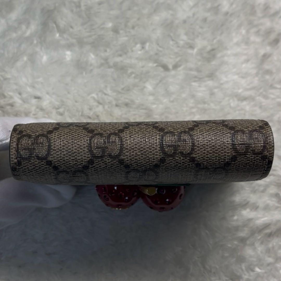 ✨美品✨ GUCCI グッチ 二つ折り財布 チェリー GG柄 ストーン抜けナシ！