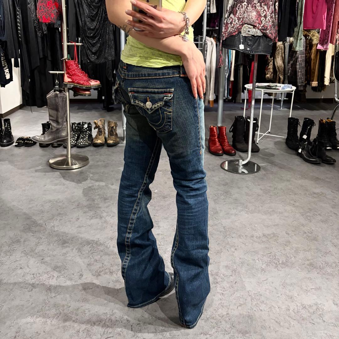 TRUE RELIGION フレアデニムパンツ　ブーツカット　ストレッチ　パッチ