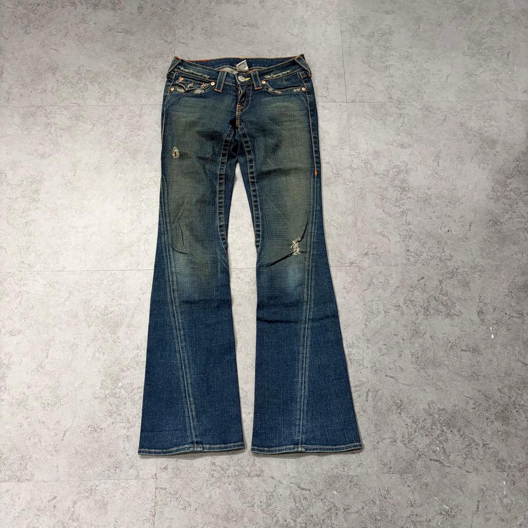 TRUE RELIGION フレアデニムパンツ　ブーツカット　ストレッチ　パッチ