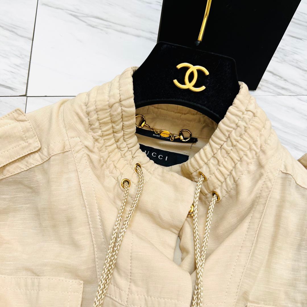 美品 GUCCI ブルゾン ジャケット 金ボタン タッセル リネン M
