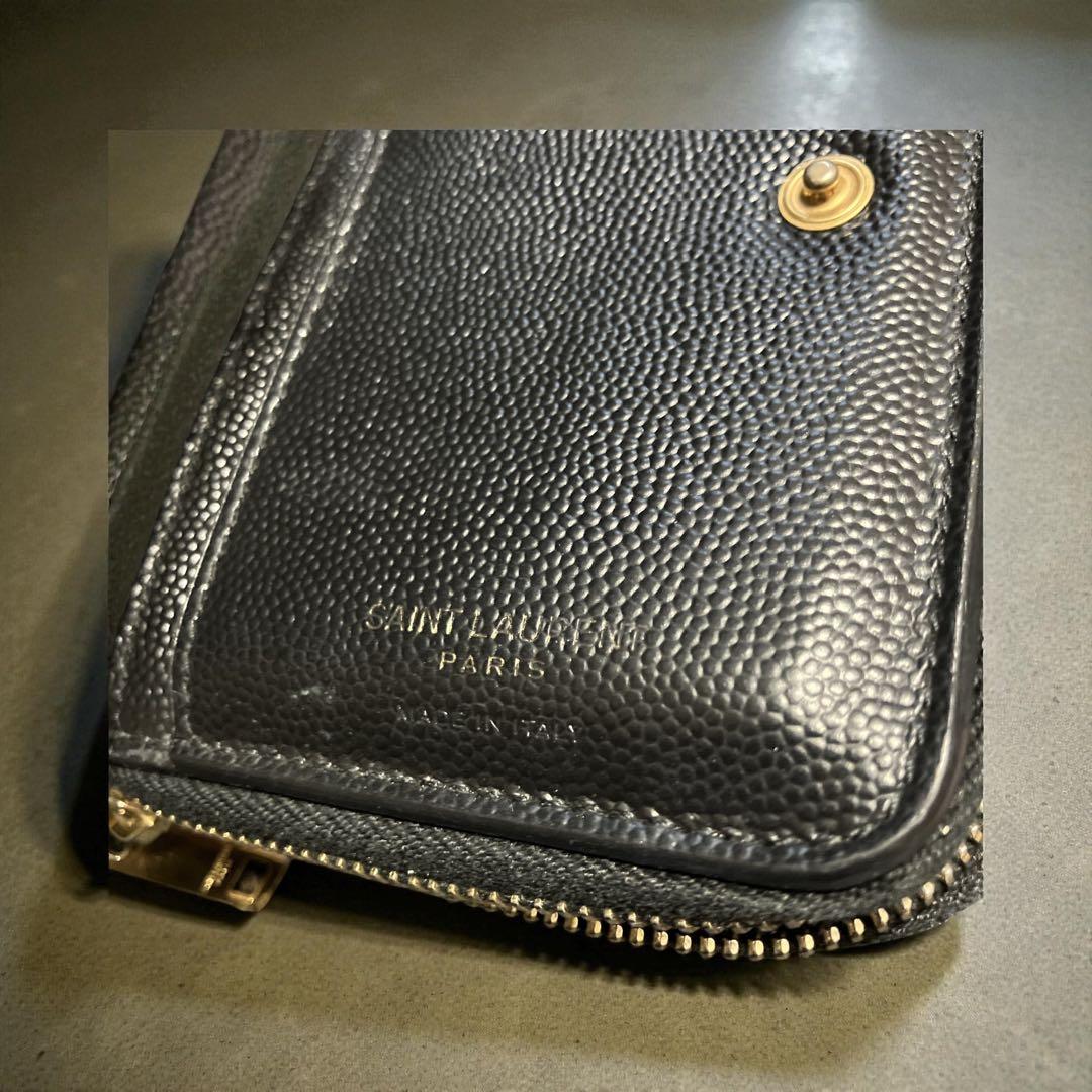 サンローラン カサンドラ ラウンドジップアップ レザーコンパクトウォレット 財布