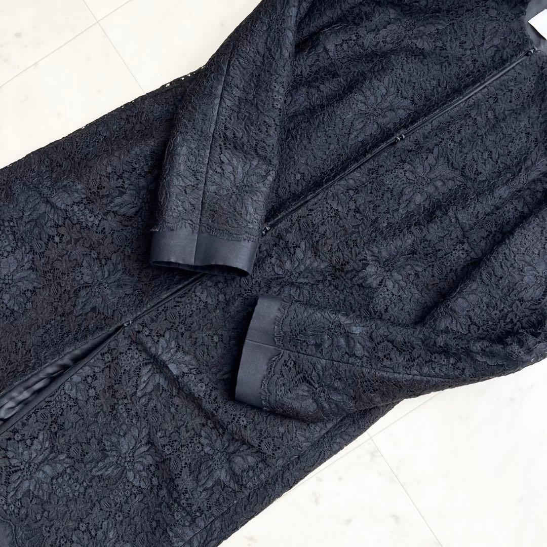 VALENTINO ベビーレース フラワー ノーカラーロングコート 44