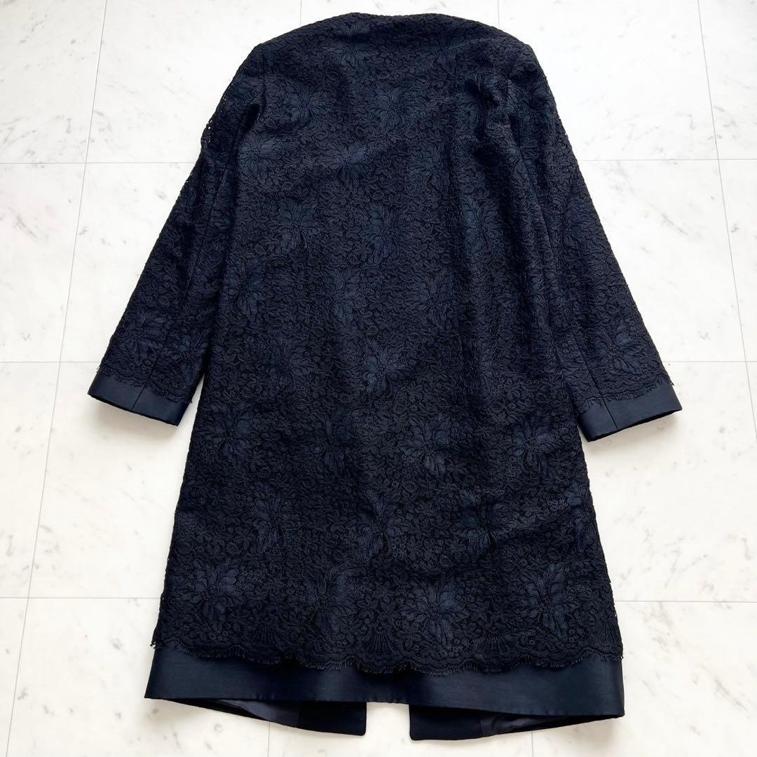 VALENTINO ベビーレース フラワー ノーカラーロングコート 44