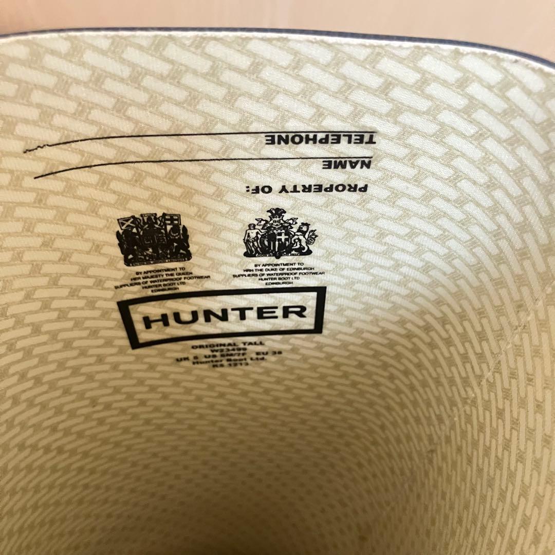 【極美品】HUNTER レインブーツ 24.5㎝ ネイビー バックル付き
