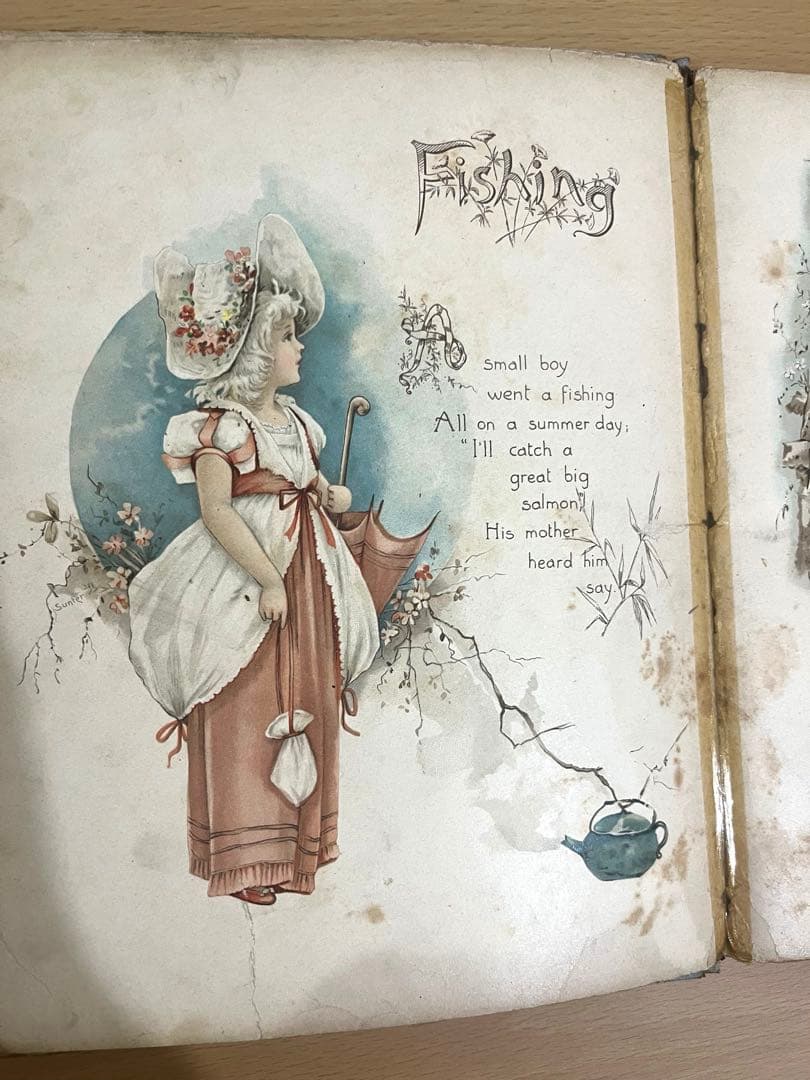No352 希少 古書 洋書 絵本 児童書　アンティーク　ビクトリア　詩集　童謡