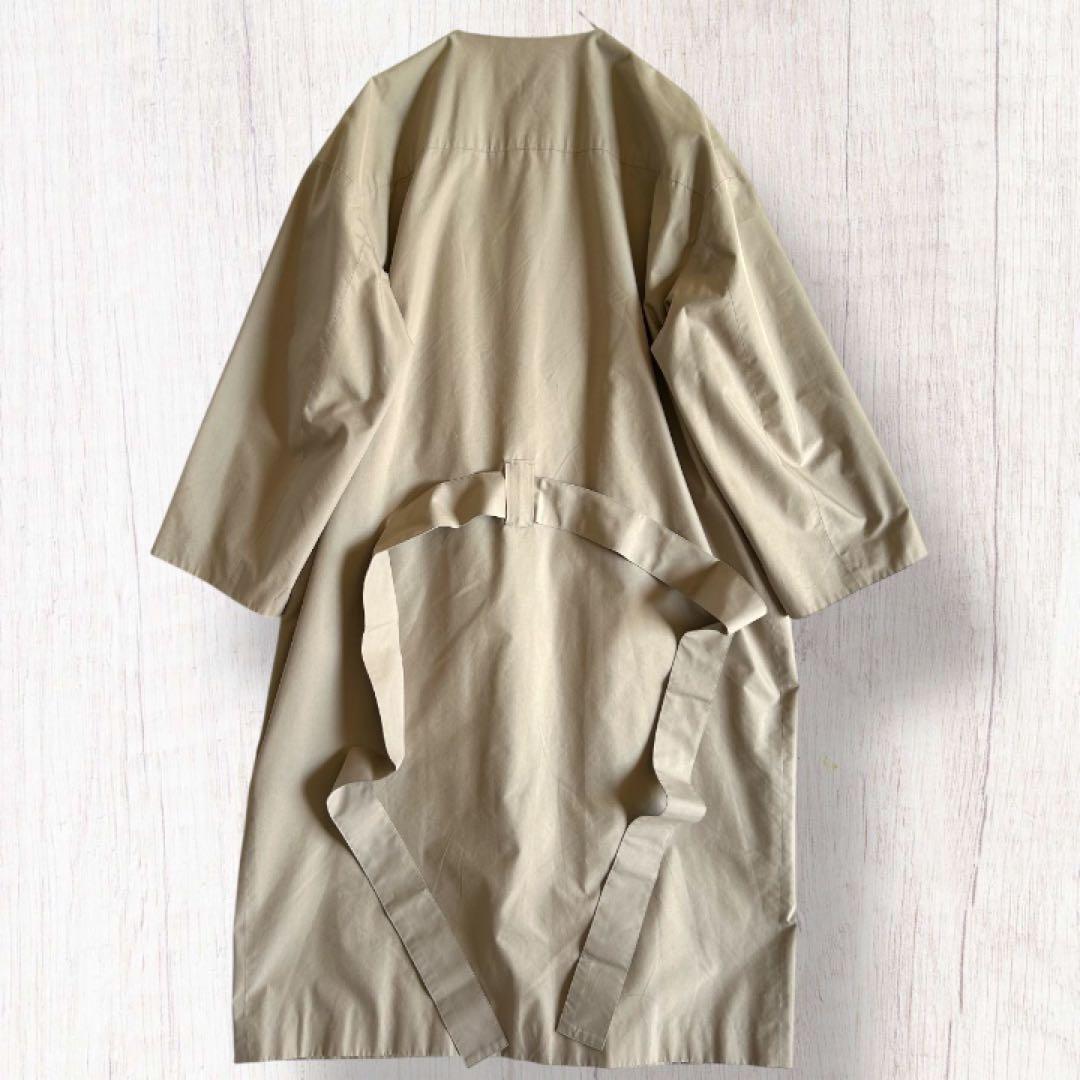 ESTNATION ノーカラートレンチコート 38春コート シルク41%
