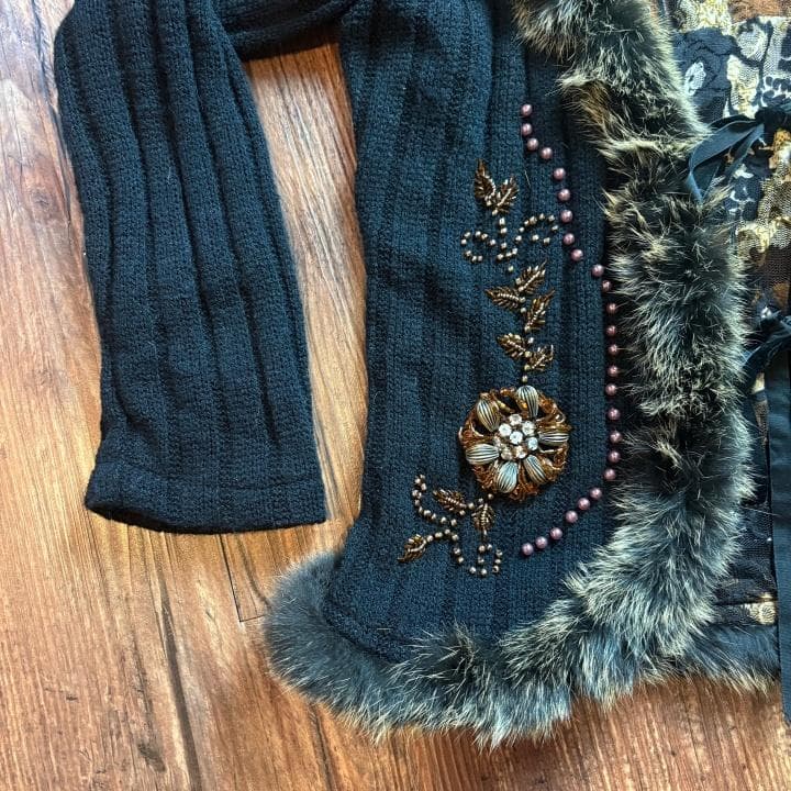 【古着】MOSCHINO CHEAP & CHIC ニットカーディガン 裏地柄