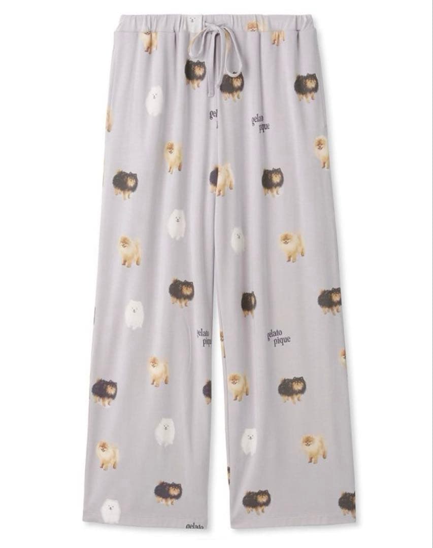 ジェラートピケ DOG3柄シャツ＆ロングパンツ　上下セット　ポメラニアン柄