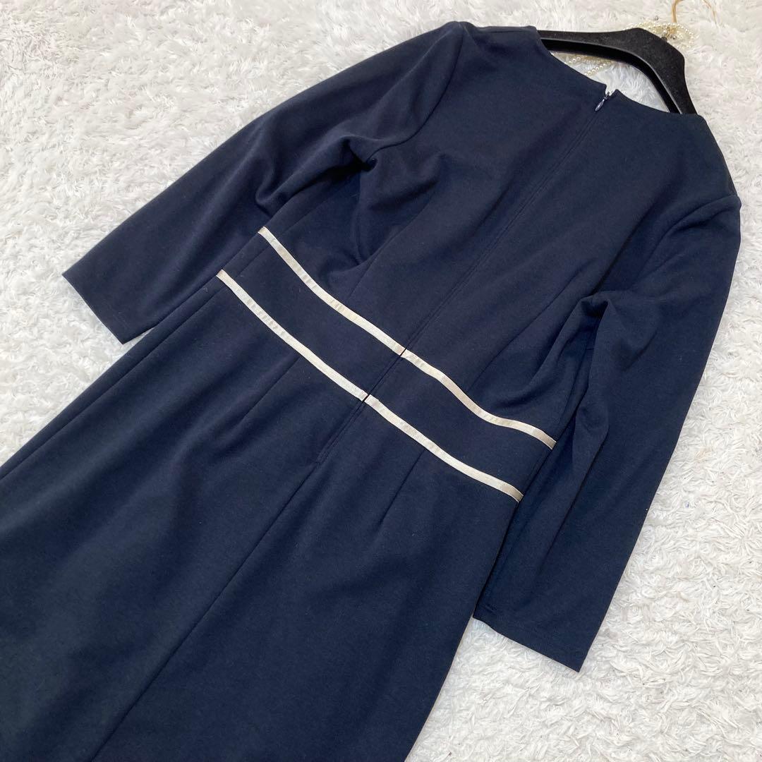美品♡ ケイミー kayme ネイビー パイピングワンピース サイズ11 七分袖