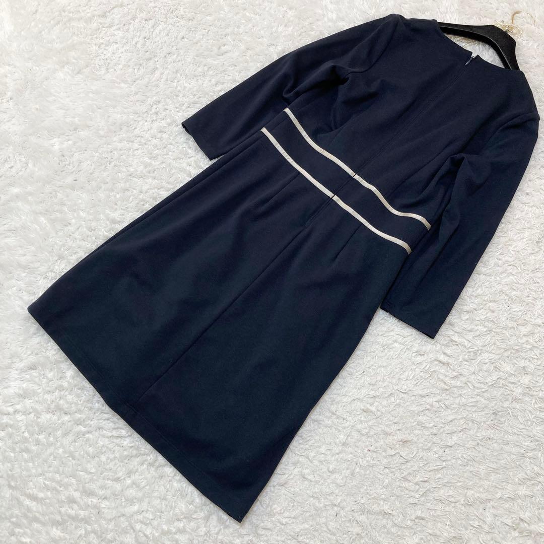 美品♡ ケイミー kayme ネイビー パイピングワンピース サイズ11 七分袖