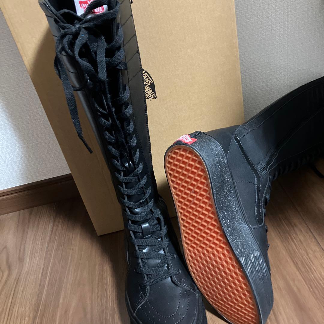 vans バンズ　ブラックロングブーツ 合成繊維 レースアップ