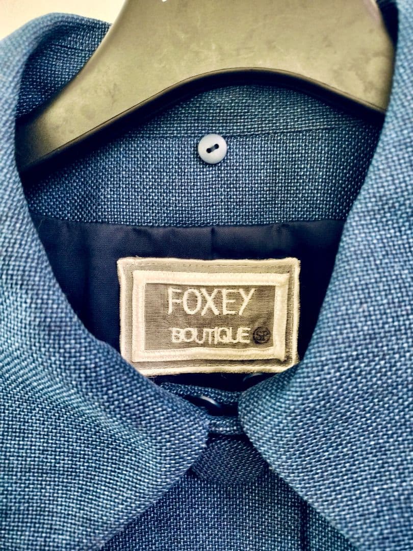 【新品】Foxey フォクシー 襟付ジャケット 紺ネイビー ウール混