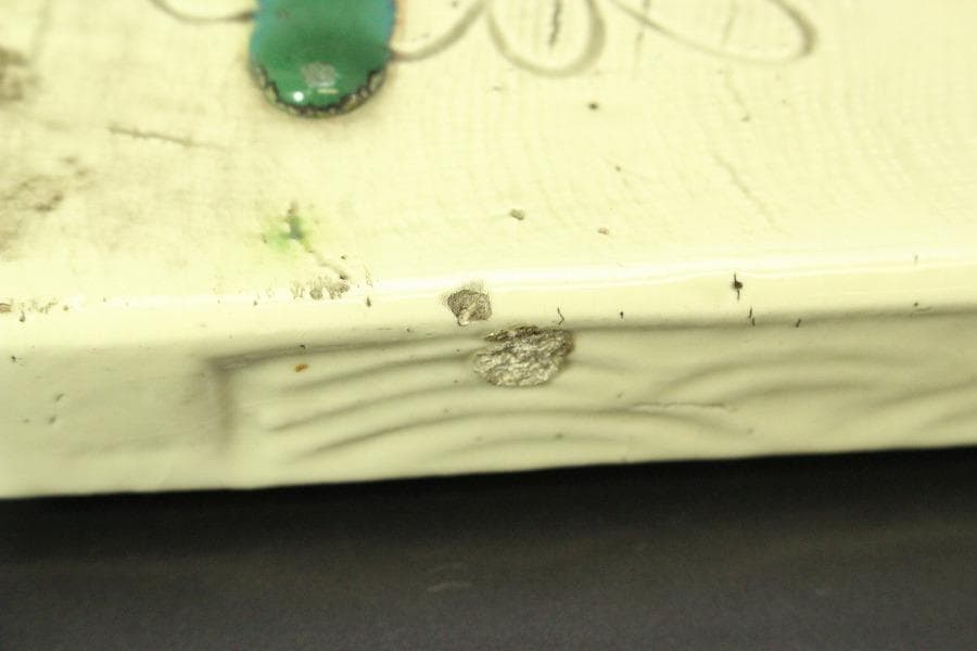 茶道具 輪花紋 織部 敷き瓦(A790)