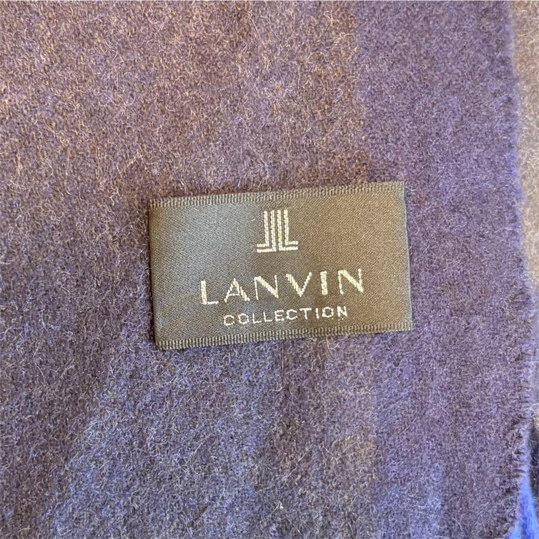 LANVIN COLLECTION 大判カシミヤ100%マフラー　ブルーチェック