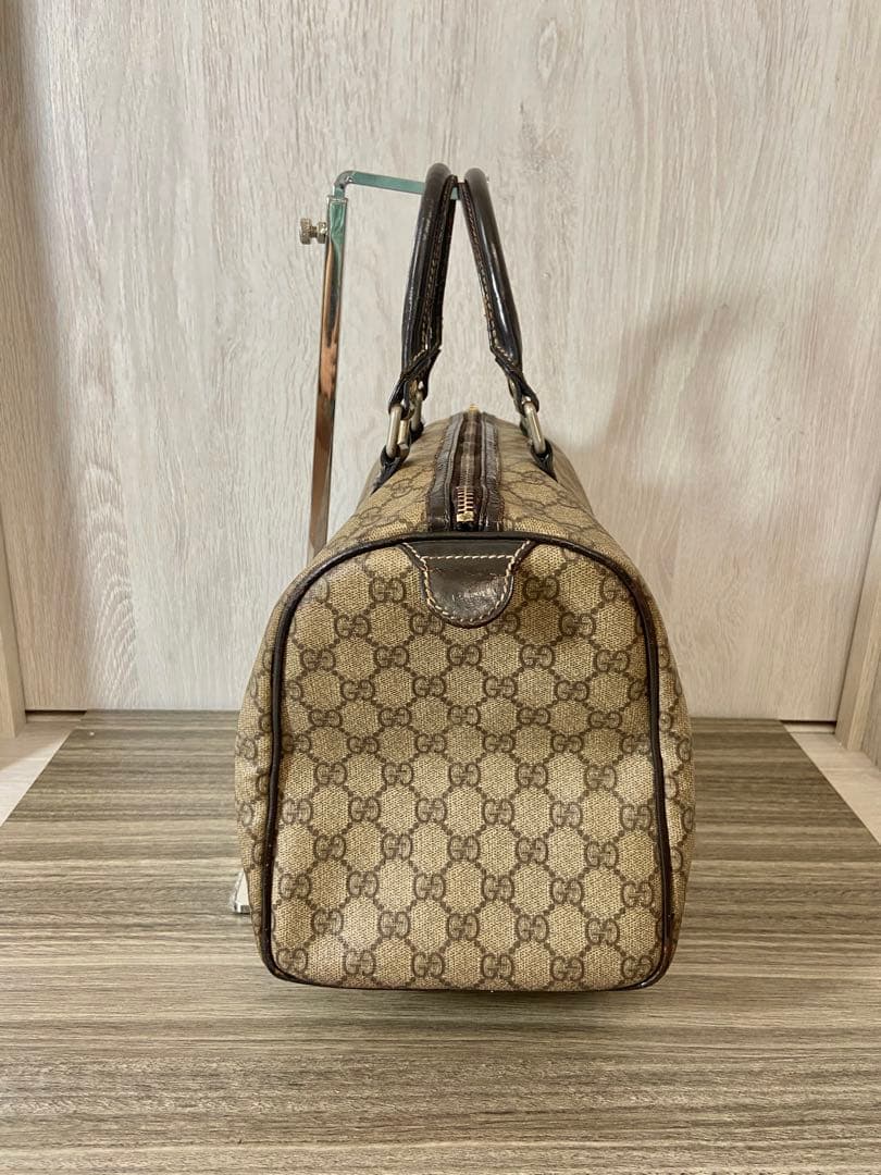 まあ　GUCCI ボストンバッグ　ハンドバッグ　GG PVC レザブラウン　ロゴ