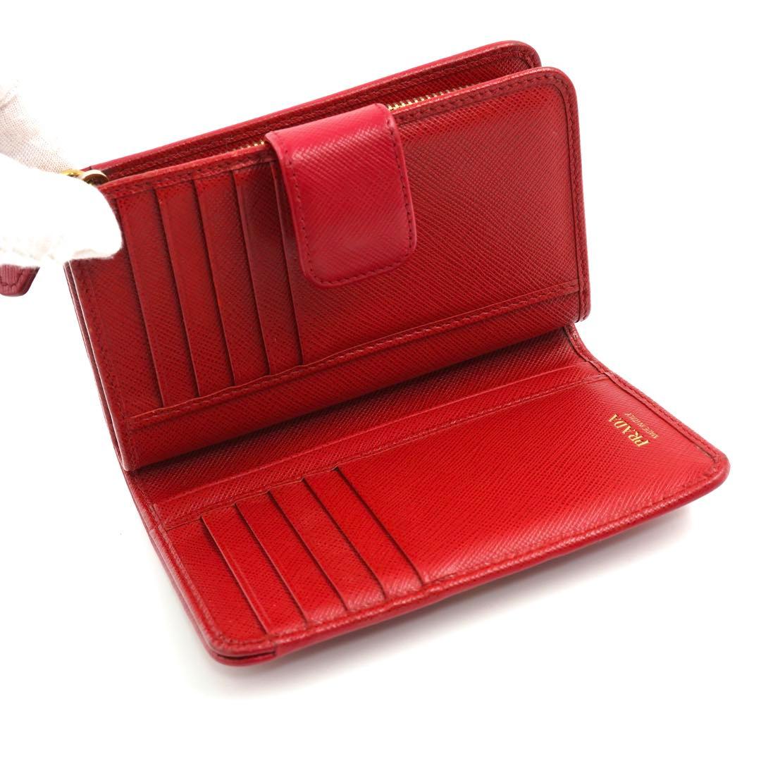 ✨新品未使用✨　PRADA ミニ財布　三角プレート　サフィアーノ　折り財布
