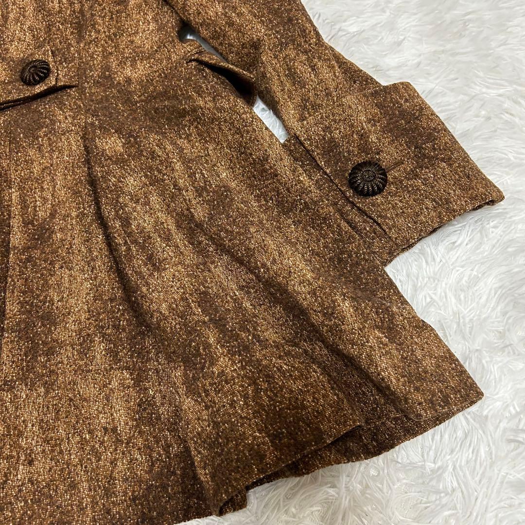 A FERRETTI ウールコート ファー衿 ダブルボタン ブラウン