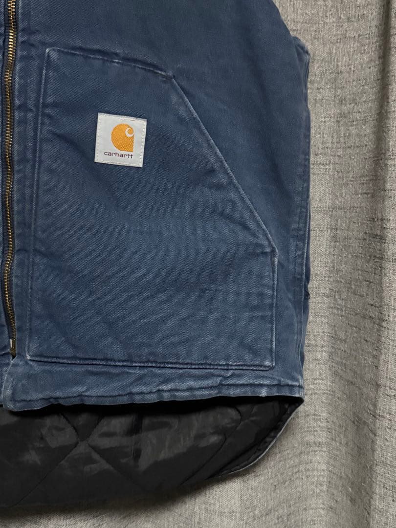 90s Carhartt カーハート ネイビー ダックベスト 腰ゴム