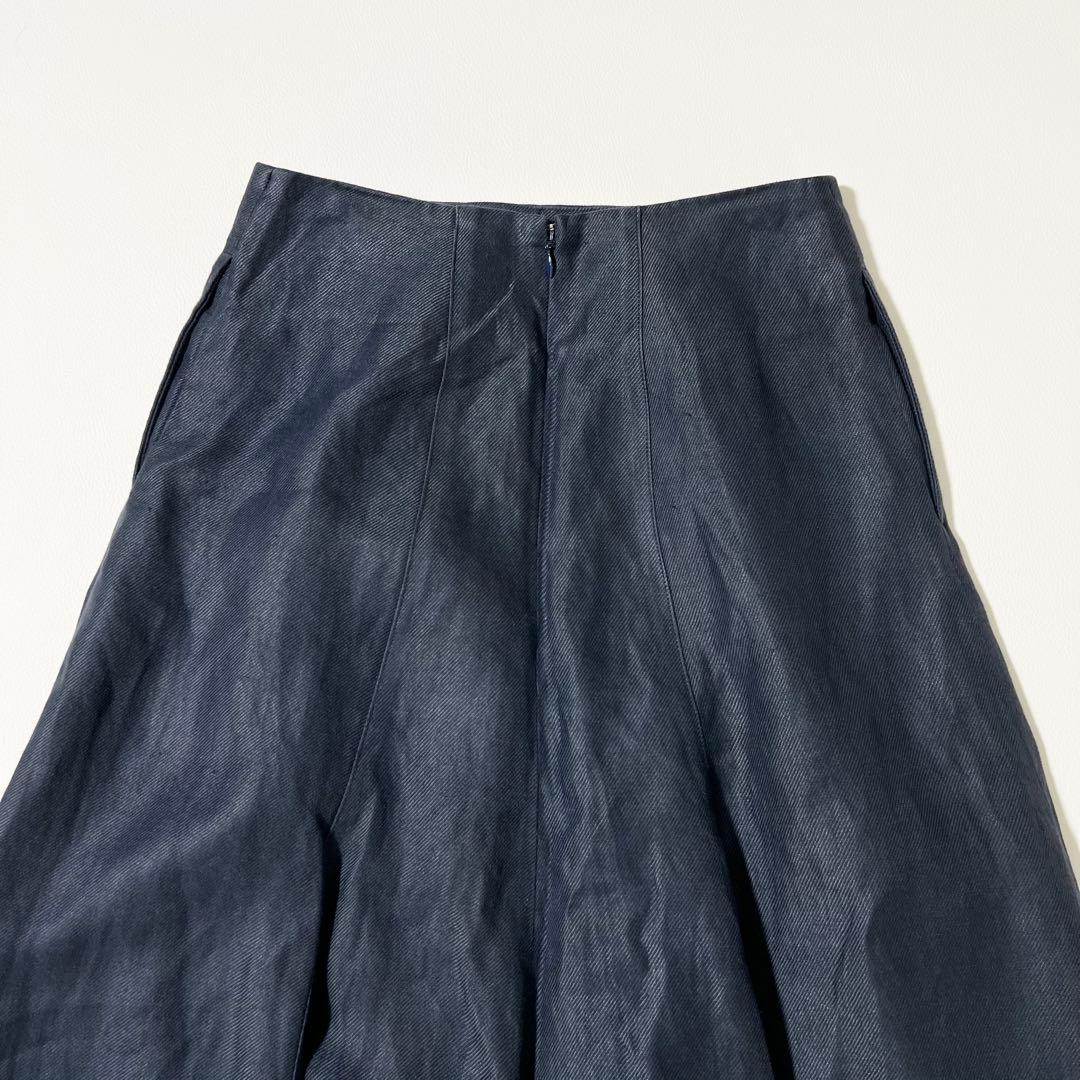 3364【美品】マディソンブルー　ロングスカート リネンスカート フレア 紺