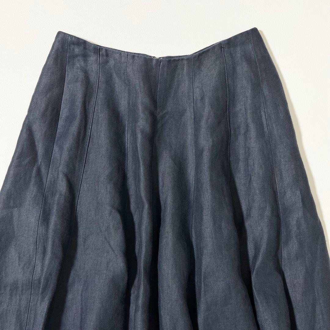 3364【美品】マディソンブルー　ロングスカート リネンスカート フレア 紺