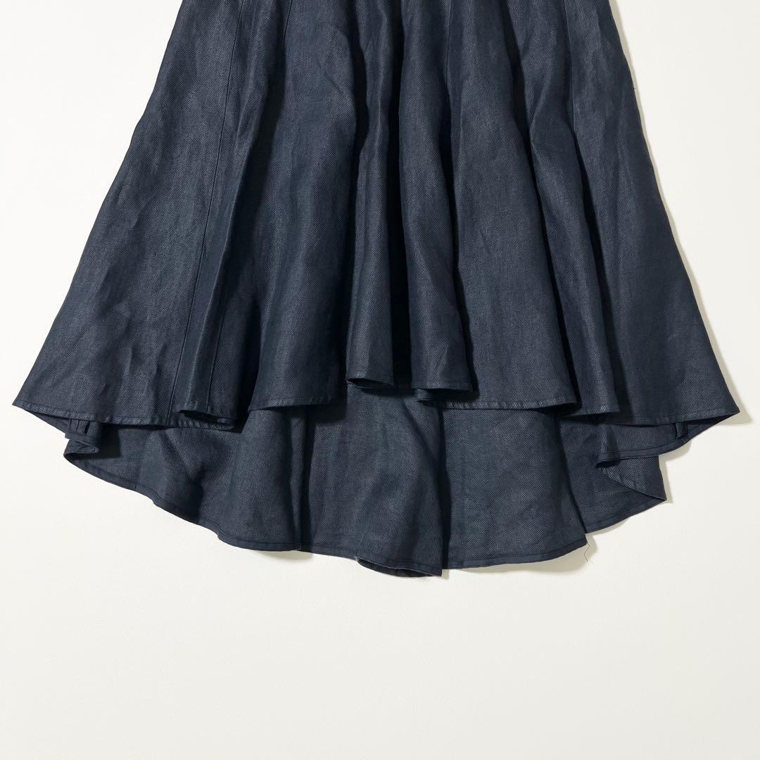 3364【美品】マディソンブルー　ロングスカート リネンスカート フレア 紺